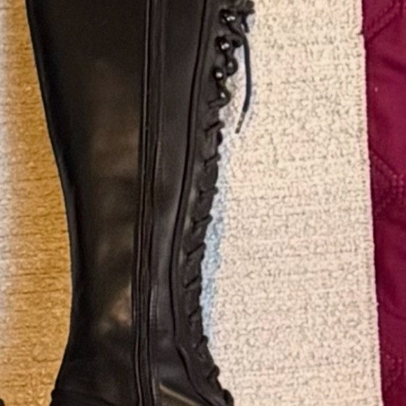 “VINTAGE” DESTROY ,PLATFORM LACE UP TALL BLACK LEATHER RETRO  BOOTS Size 8.5 Y2K - Picture 7 of 11